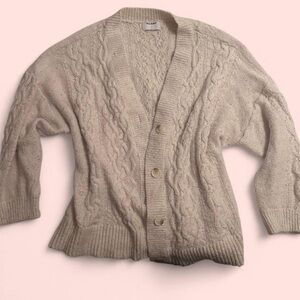 Old Navy Beige Cable Knit Cardigan